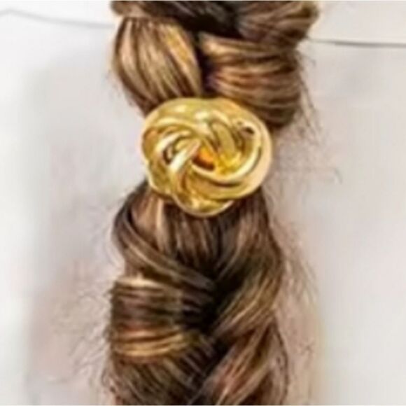 New ZARA 4pc Gold Ponytail Hair Rings - Picture 8 of 10